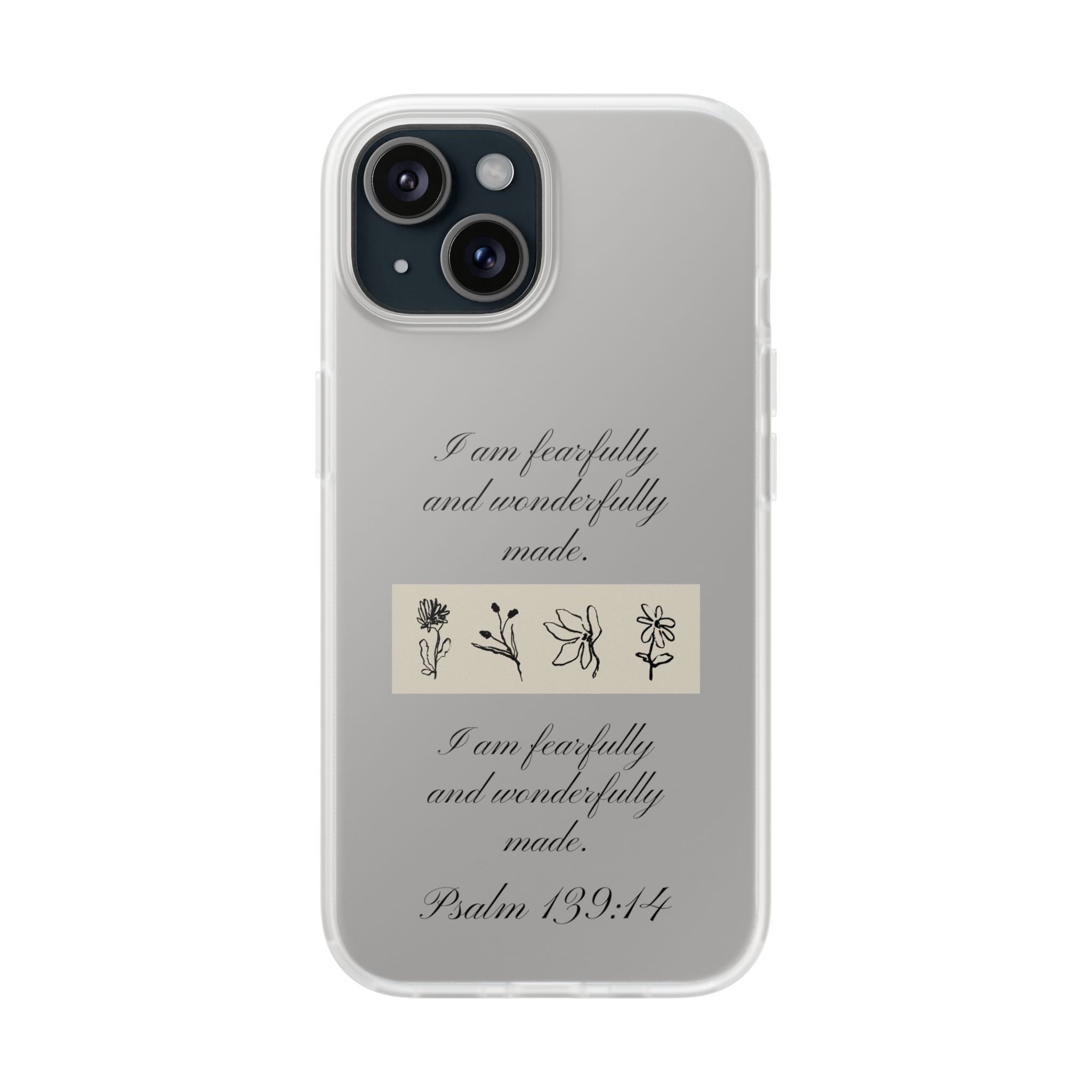 Christian Bible verse Floral iPhone Case – "I am fearfully and wonderfully made" Psalm 139:14