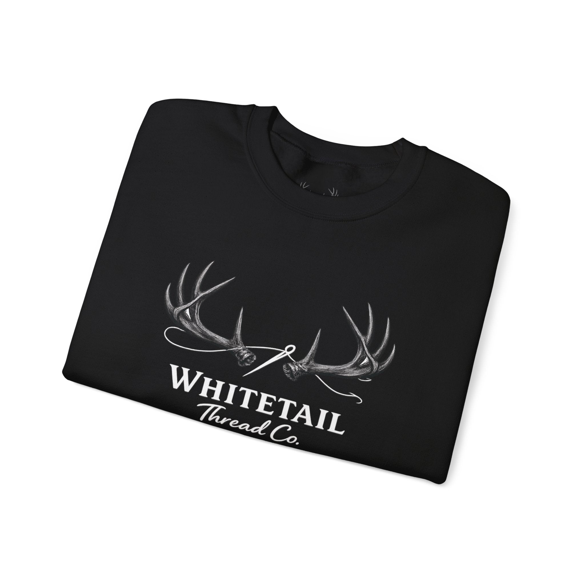 Whitetail Thread Co. Antler Crewneck Sweatshirt — American Flag Sleeve
