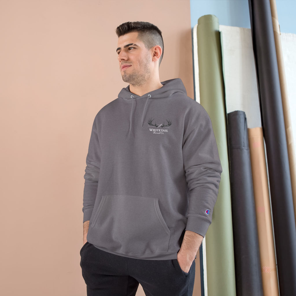 Champion Hoodie — Minimal Antler Logo Pullover