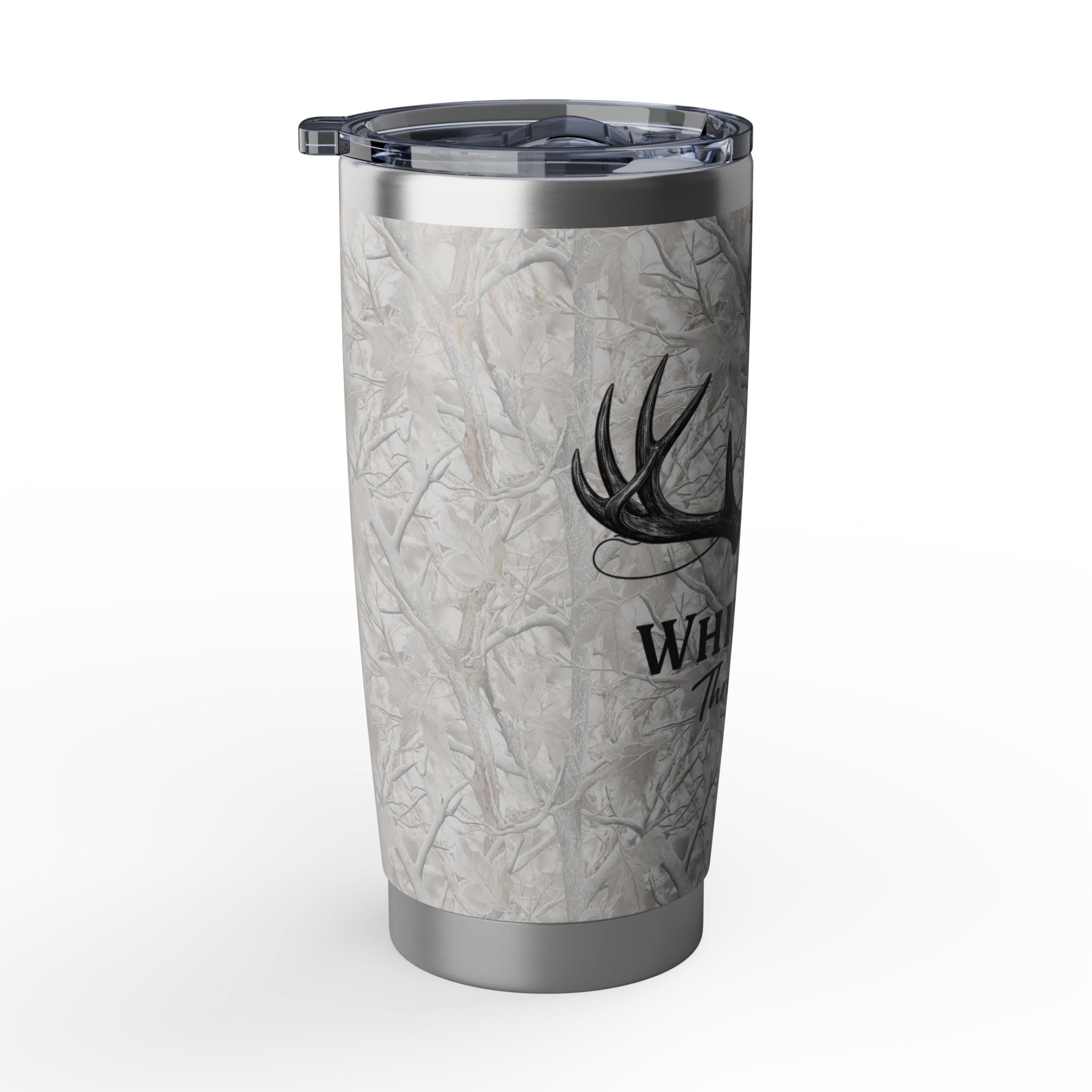 Winter Tree Camo Whitetail Thread Co. 20oz Insulated Tumbler – Camouflage Antler Design