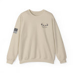Whitetail Thread Antler Crewneck Sweatshirt — Small logo American Flag Sleeve