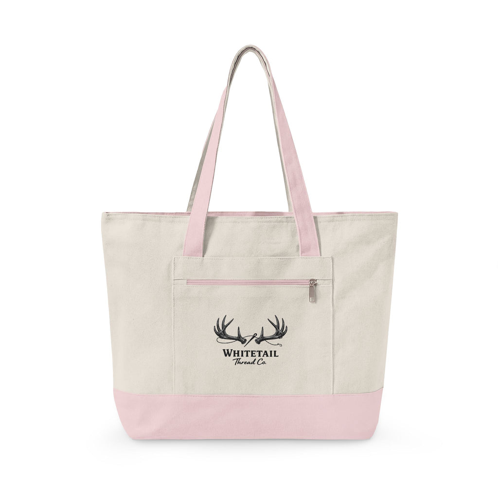 Whitetail Antler Canvas Tote — Zippered  Shopper Bag