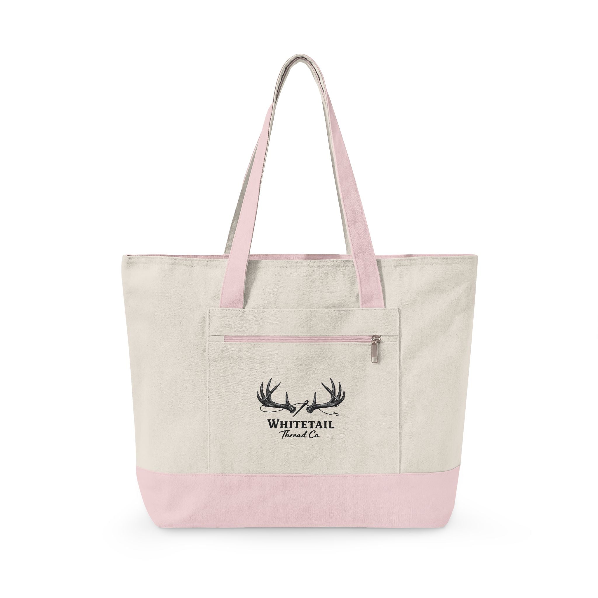 Whitetail Antler Canvas Tote — Zippered  Shopper Bag