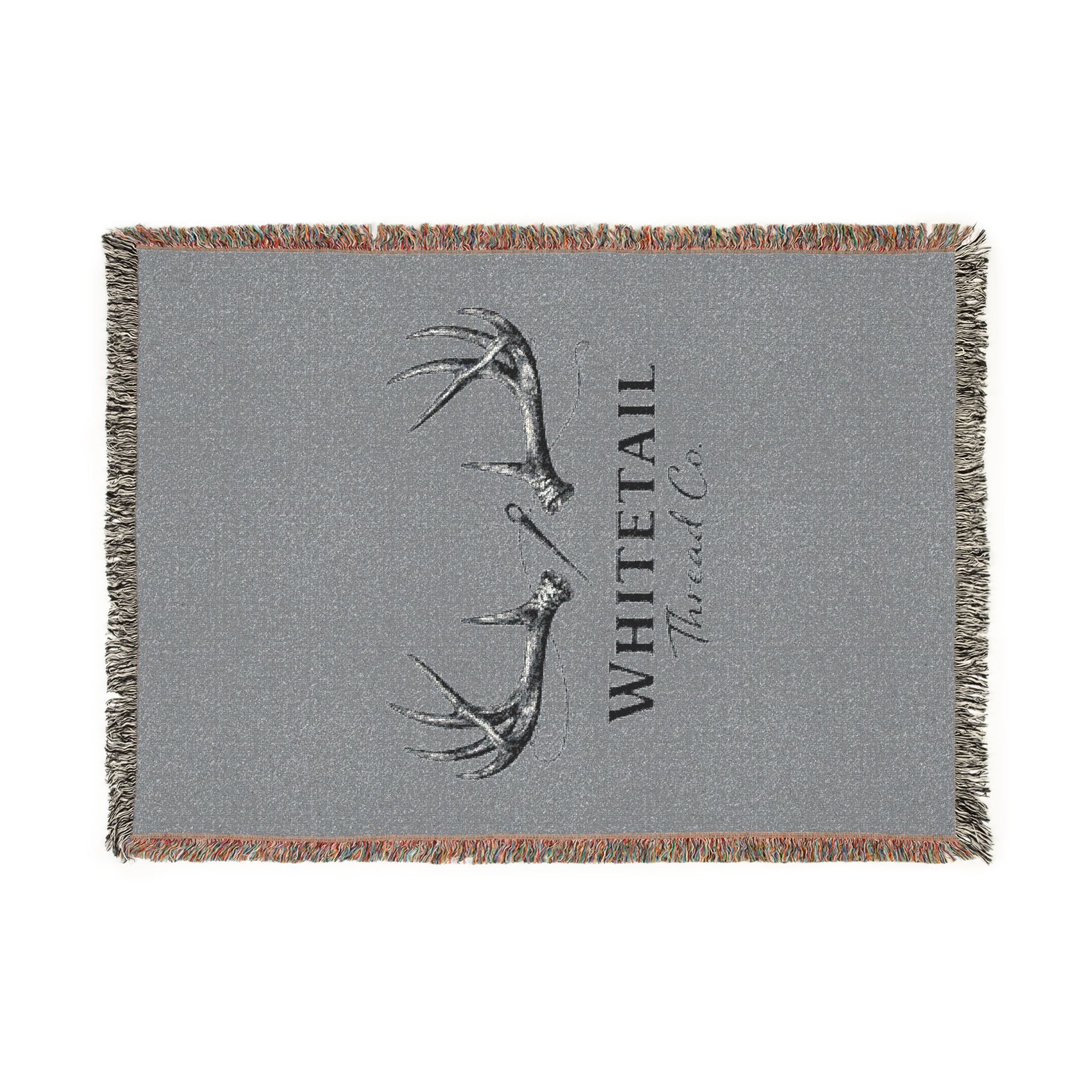 Whitetail Antler Woven Blanket — Rustic Deer Lodge Throw