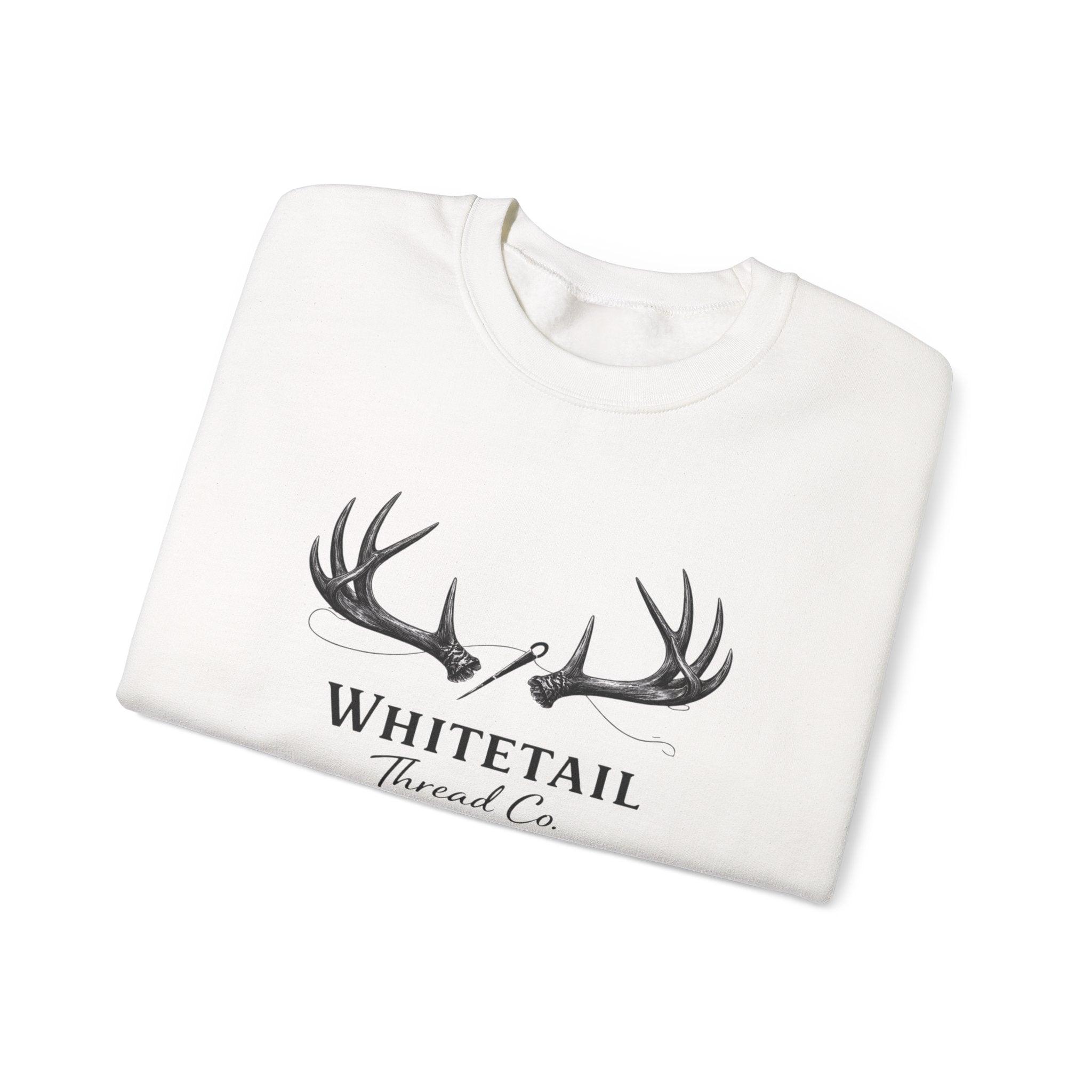 Whitetail Thread Co. Antler Crewneck Sweatshirt — American Flag Sleeve