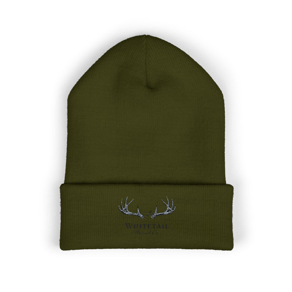 Embroidered 'Whitetail' Antler Knit Beanie — Cozy Hunting & Outdoor Winter Hat