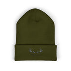 Embroidered 'Whitetail' Antler Knit Beanie — Cozy Hunting & Outdoor Winter Hat