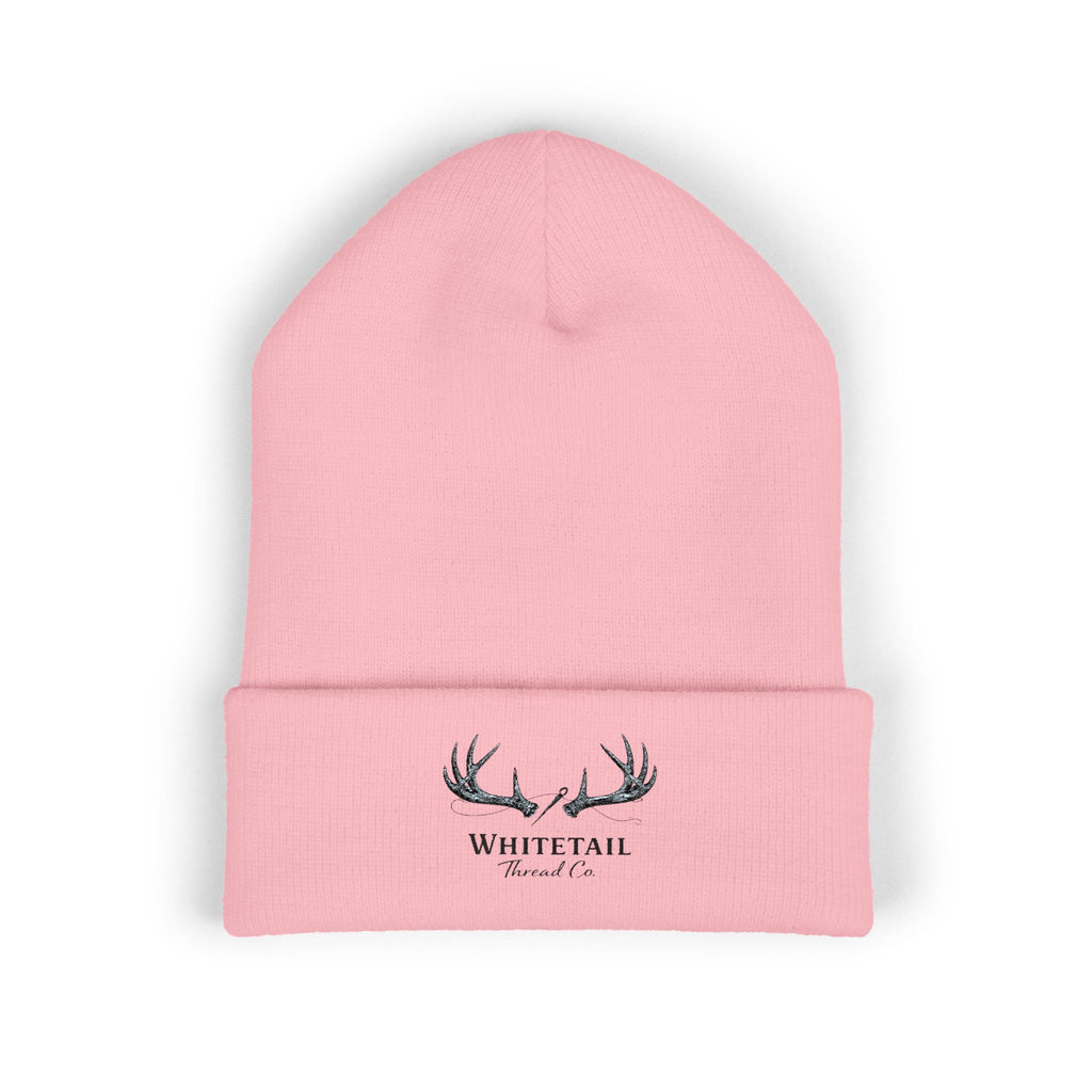 Embroidered 'Whitetail' Antler Knit Beanie — Cozy Hunting & Outdoor Winter Hat