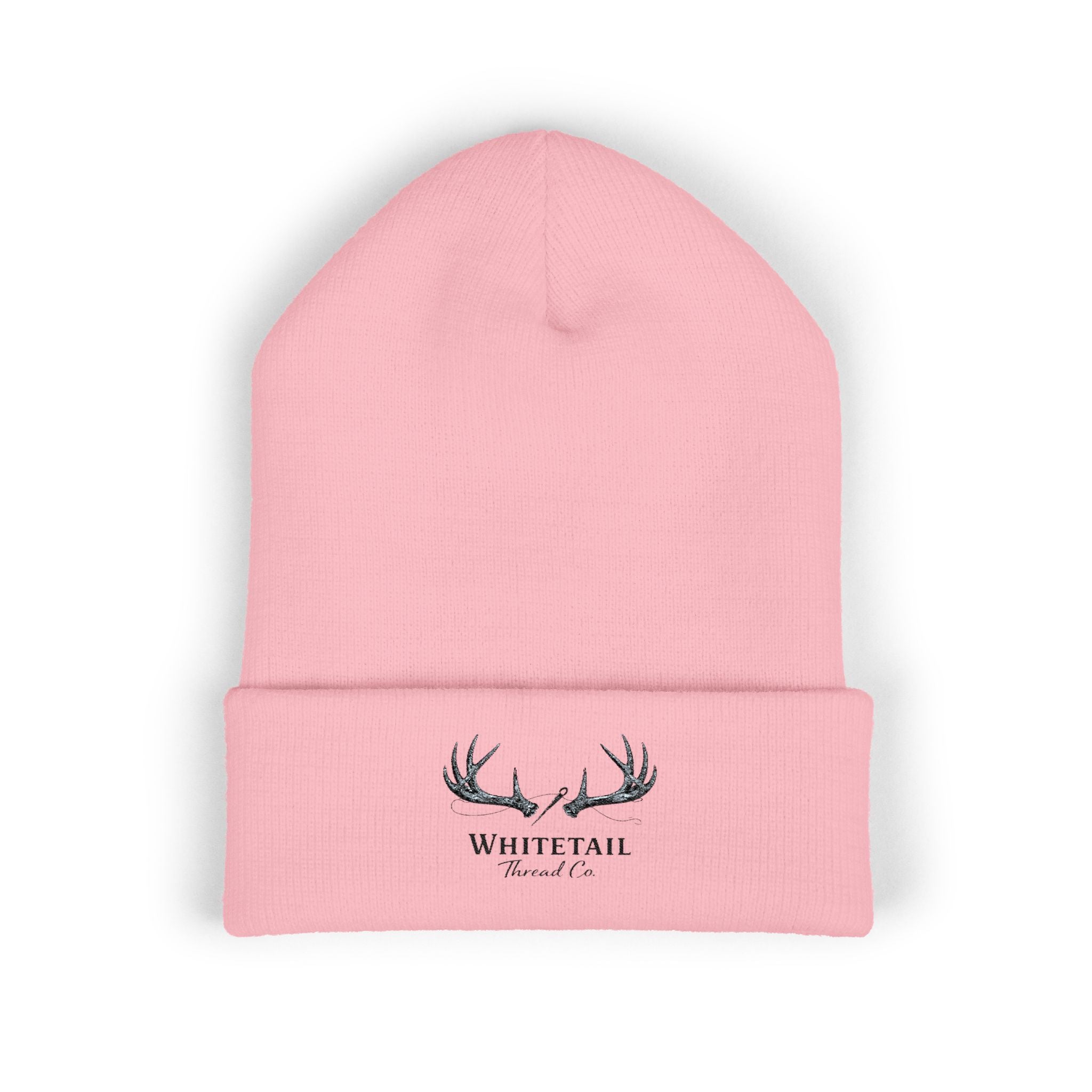 Embroidered 'Whitetail' Antler Knit Beanie — Cozy Hunting & Outdoor Winter Hat