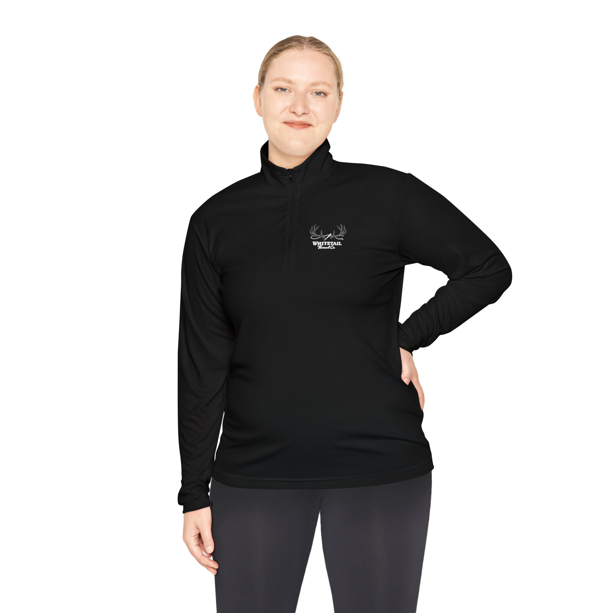 Quarter-Zip Pullover — Minimal Antler Logo Pullover