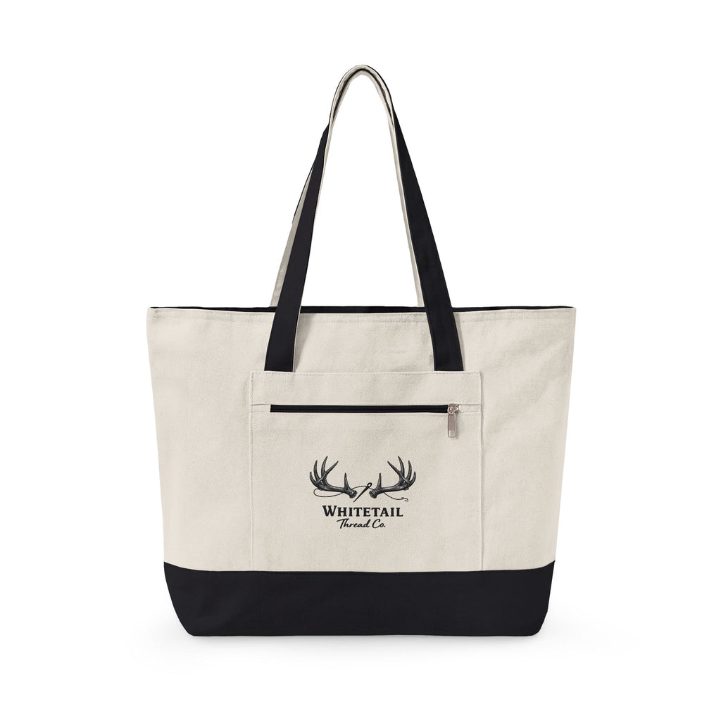 Whitetail Antler Canvas Tote — Zippered  Shopper Bag