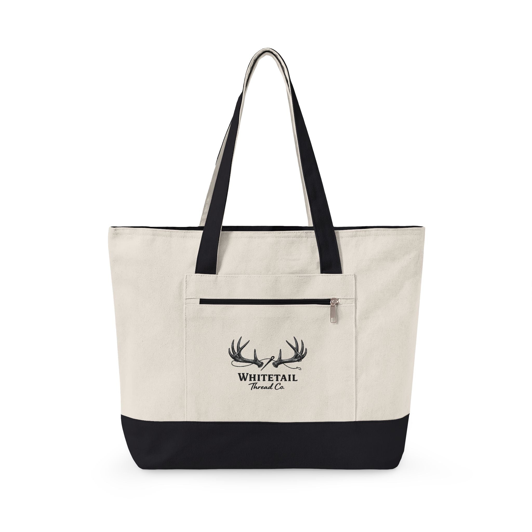 Whitetail Antler Canvas Tote — Zippered  Shopper Bag