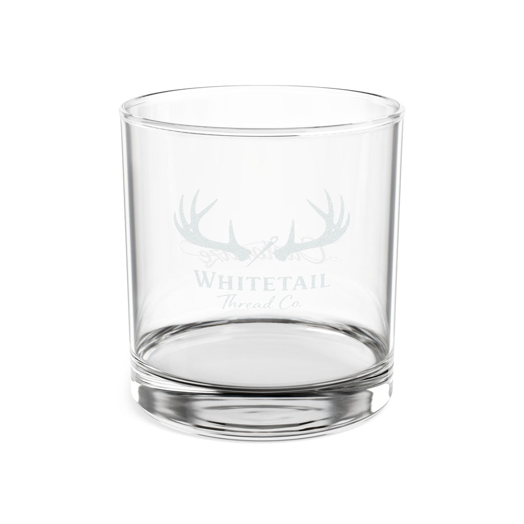 Engraved Whitetail Whiskey Glass — 10.5oz Rocks Glass, Deer Antler Logo
