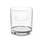 Engraved Whitetail Whiskey Glass — 10.5oz Rocks Glass, Deer Antler Logo