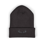 Embroidered 'Whitetail' Antler Knit Beanie — Cozy Hunting & Outdoor Winter Hat