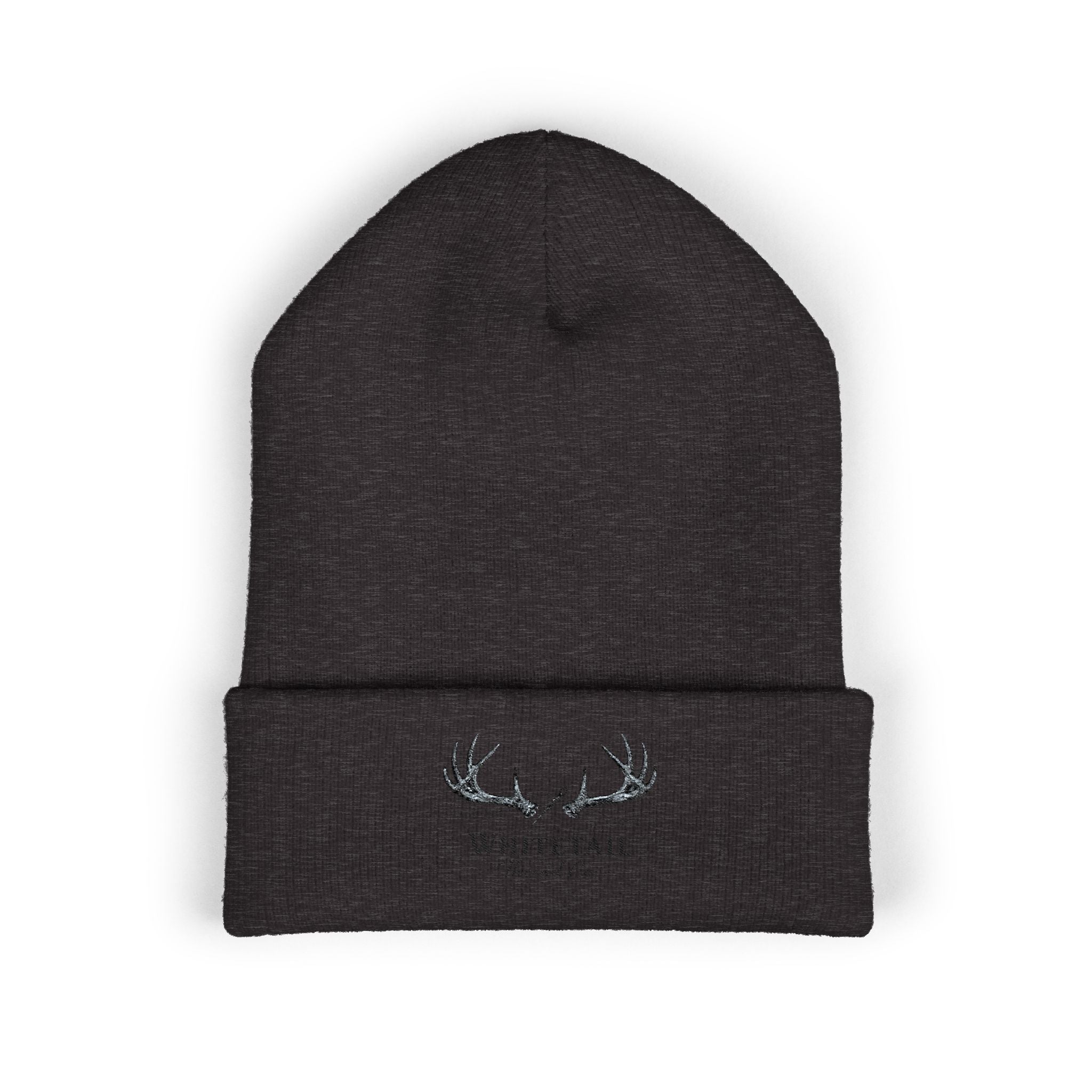 Embroidered 'Whitetail' Antler Knit Beanie — Cozy Hunting & Outdoor Winter Hat