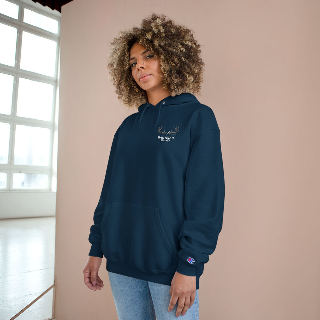 Champion Hoodie — Minimal Antler Logo Pullover