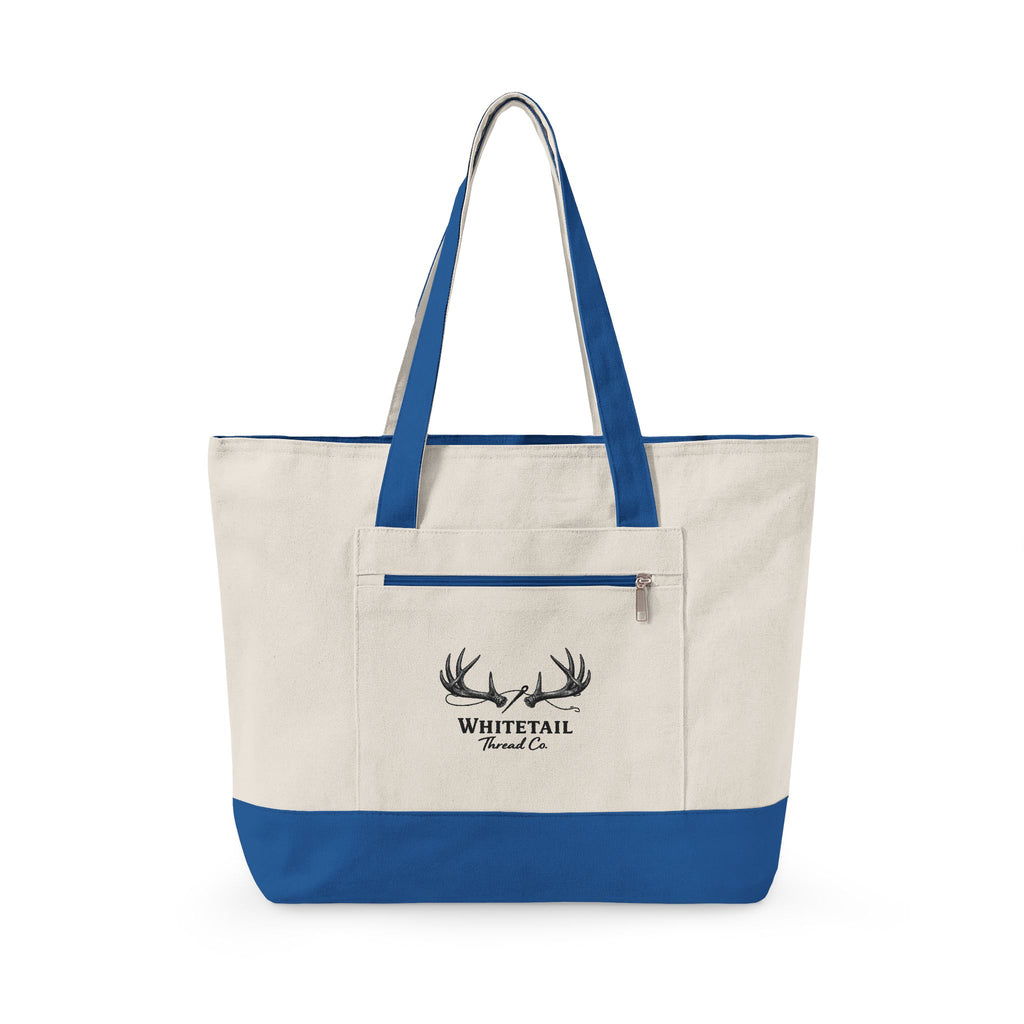 Whitetail Antler Canvas Tote — Zippered  Shopper Bag