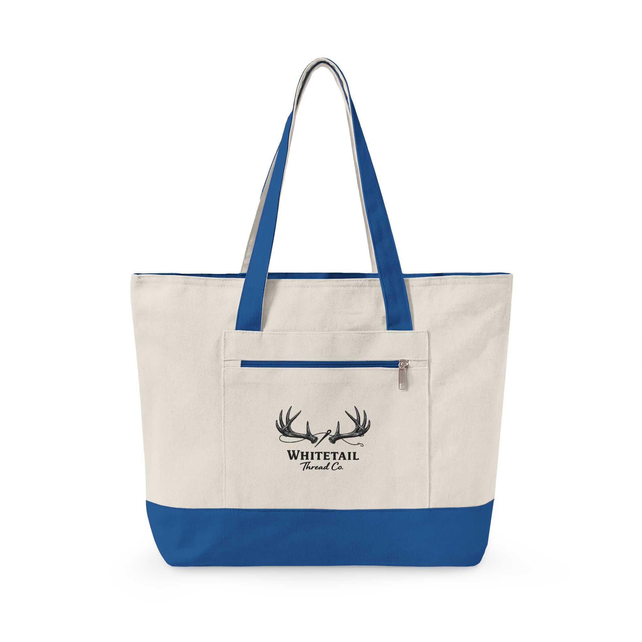 Whitetail Antler Canvas Tote — Zippered  Shopper Bag