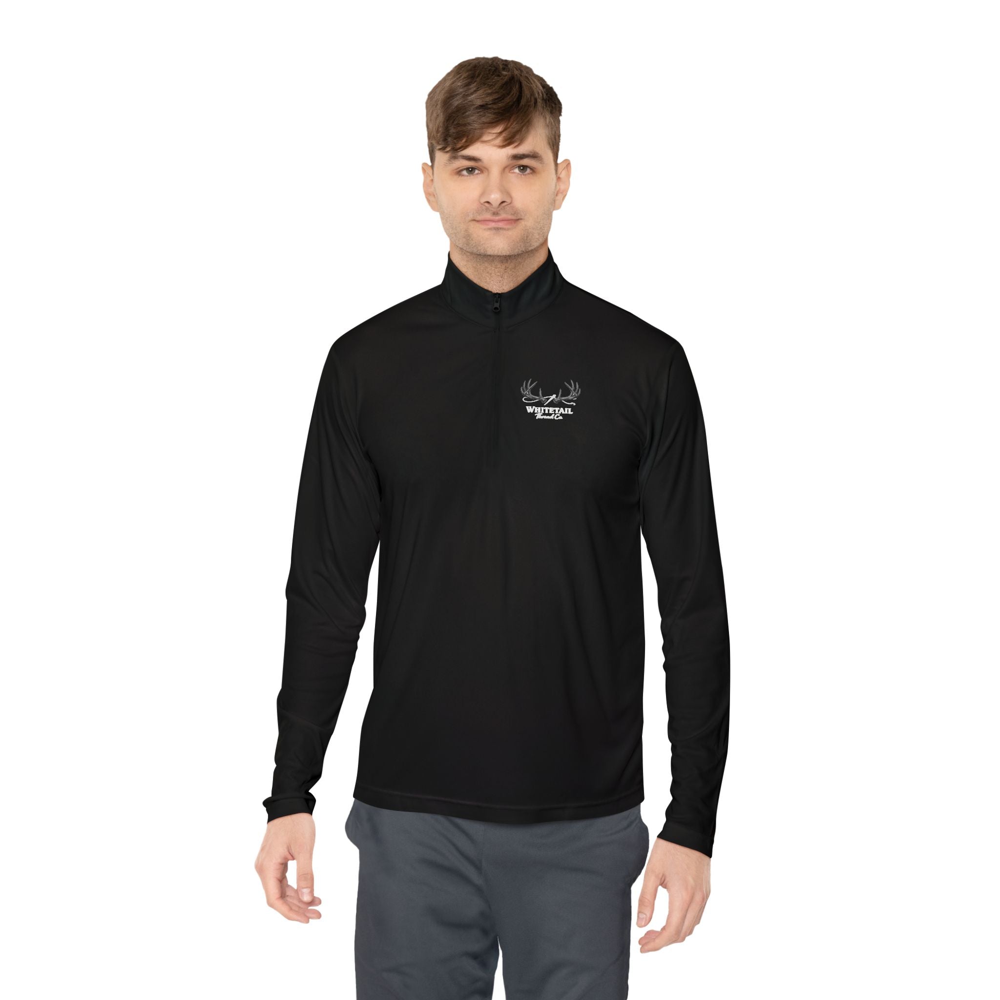 Quarter-Zip Pullover — Minimal Antler Logo Pullover