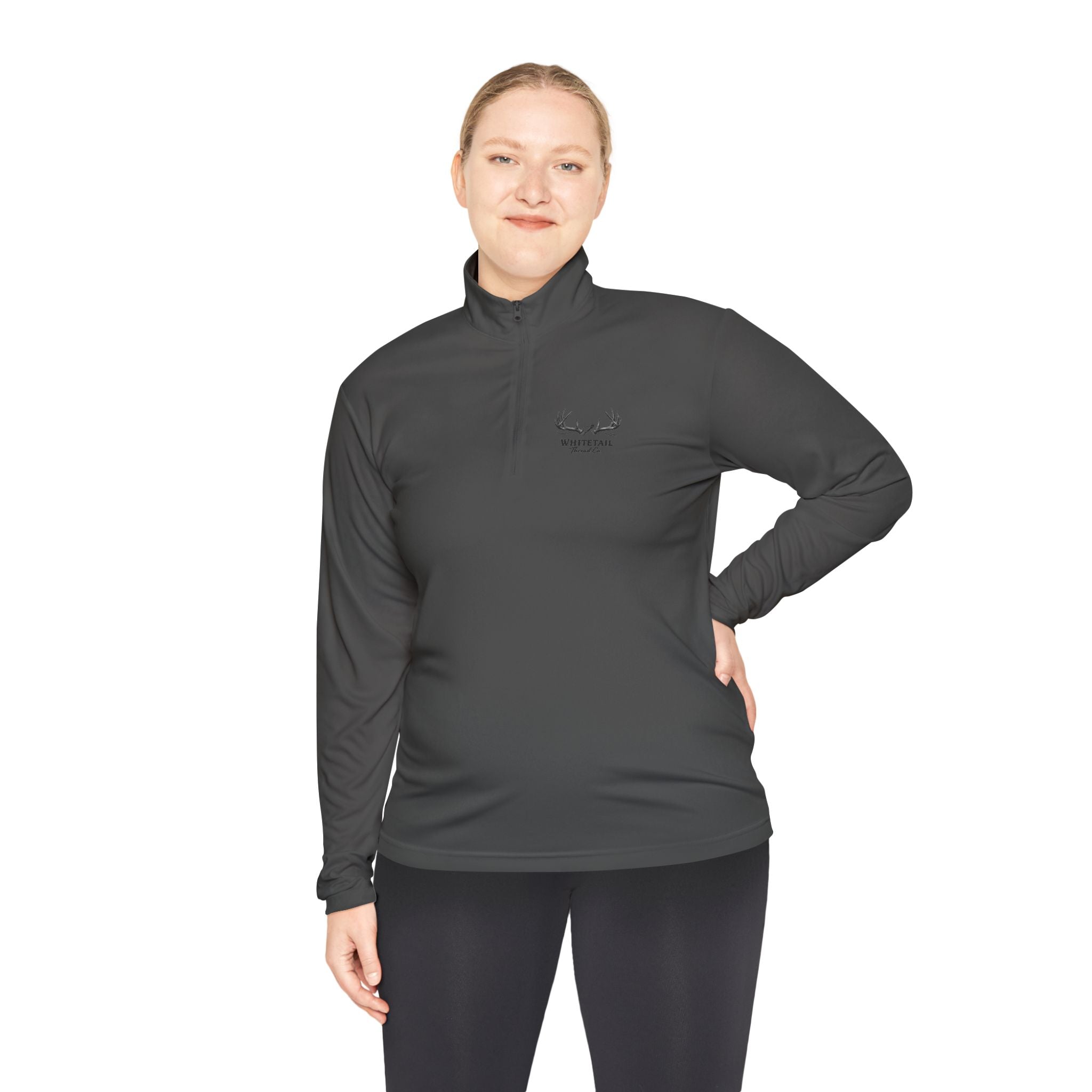 Quarter-Zip Pullover — Minimal Antler Logo Pullover