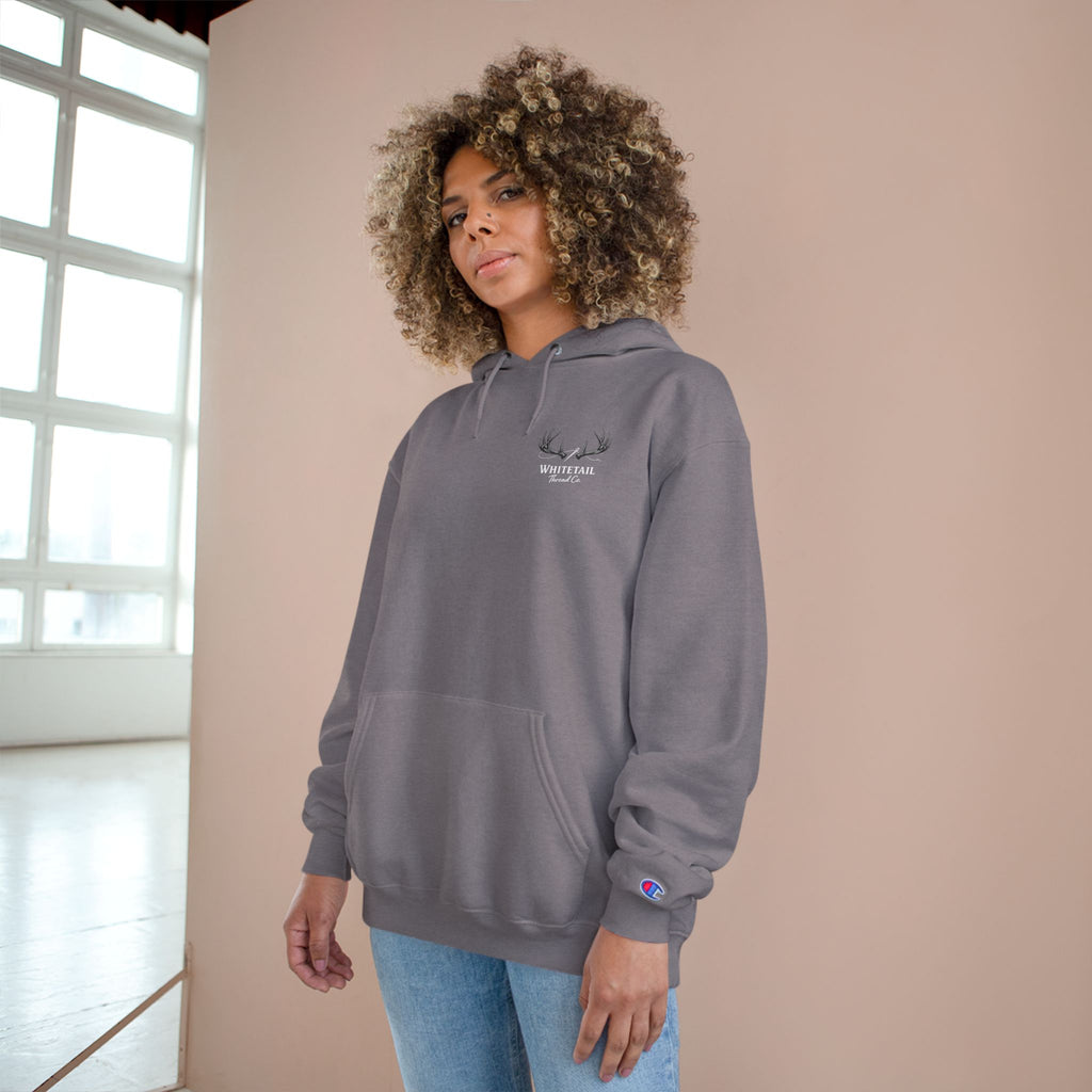 Champion Hoodie — Minimal Antler Logo Pullover