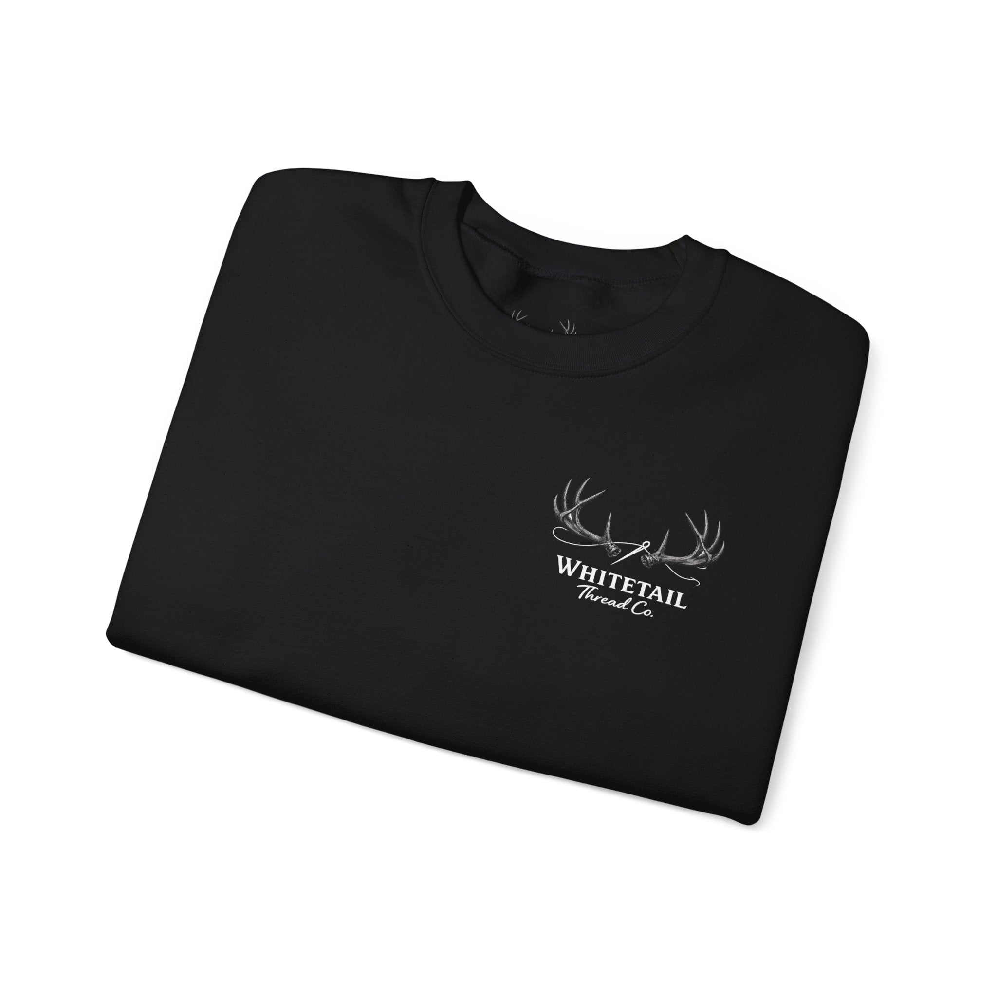 Whitetail Thread Antler Crewneck Sweatshirt — Small logo American Flag Sleeve